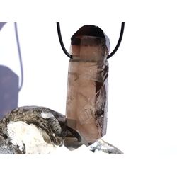 Rauchquarz dunkel Dow XXXL Doppelender / Kristallstab mit Spitze / Rohstein gebohrt - Sonderqualitt - ca. 7,2 cm x 2,5 cm x 1,9 cm