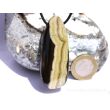 Schalenblende XXXL Schmuckstein Cabochon / Scheibenstein gebohrt - Rarität - AA-Sonderqualität - ca. 5,9 cm x 2,3 cm x 1,1 cm - Sonderpreis Makel -
