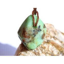 Chrysopras Schmuckstein / Trommelstein gebohrt - ca. 2,4 cm x 2,1 cm x 1,7 cm