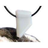 Chalcedon weiß Schmuckstein / Scheibenstein gebohrt - Handarbeit - Sonderqualität - ca. 3 cm x 1,7 cm x 0,7 cm - Sonderpreis wg. Makel -
