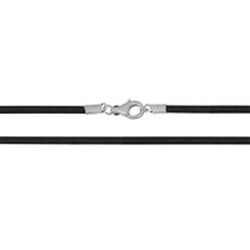 Kautschukband / Kautschuk-Reifen 925iger Silberverschluss schwarz, ca. 1,2 mm fein / ca. 41-42 cm