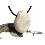 Versteinerte Koralle Trommelstein / Scheibenstein gebohrt - schöne Qualität - ca. 2,9 cm x 2,5 cm x 1,2 cm