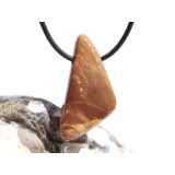 Versteinertes Holz XL Schmuckstein / Scheibenstein gebohrt - Sonderqualität - Handarbeit - ca. 3,9 cm x 2 cm x 1,1 cm