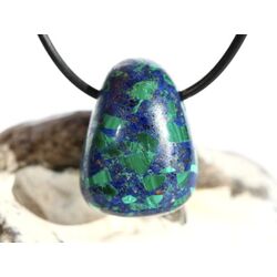 Azurit-Malachit (gepr.) Trommelstein gebohrt - ca. 2,6 cm x 2 cm x 1,7 cm