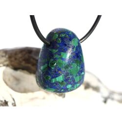 Azurit-Malachit (gepr.) Trommelstein gebohrt - ca. 2,6 cm x 2 cm x 1,7 cm