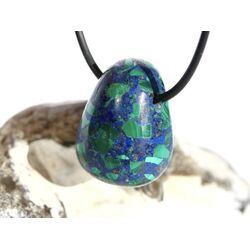 Azurit-Malachit (gepr.) Trommelstein gebohrt - ca. 2,6 cm x 2 cm x 1,7 cm