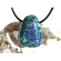 Azurit-Malachit (gepr.) Trommelstein gebohrt - ca. 2,6 cm x 2 cm x 1,7 cm
