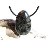 Eldarit "Nebulastein" (Meta-Rhyolith / Kugelrhyolith) Trommelstein gebohrt - ca. 3 cm x 2 cm x 1,2 cm