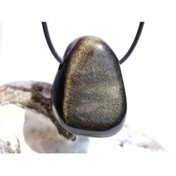 Goldobsidian XL Trommelstein / Schmuckstein gebohrt - AA-Sonderqualitt - ca. 3,8 cm x 2,8 cm x 2,1 cm