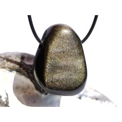 Goldobsidian XL Trommelstein / Schmuckstein gebohrt - AA-Sonderqualitt - ca. 3,8 cm x 2,8 cm x 2,1 cm