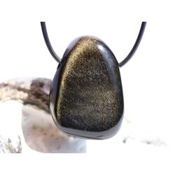 Goldobsidian XL Trommelstein / Schmuckstein gebohrt - AA-Sonderqualitt - ca. 3,8 cm x 2,8 cm x 2,1 cm
