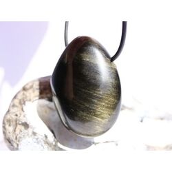 Goldobsidian XXL Trommelstein / Schmuckstein gebohrt - AA-Sonderqualitt - ca. 4,2 cm x 3,2 cm x 1,7 cm