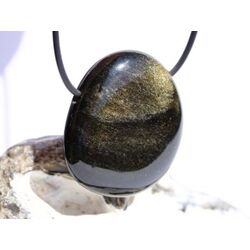Goldobsidian XXL Scheibenstein gebohrt - AA-Sonderqualitt - ca. 4 cm x 3,6 cm x 1 cm