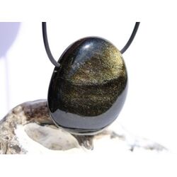Goldobsidian XXL Scheibenstein gebohrt - AA-Sonderqualitt - ca. 4 cm x 3,6 cm x 1 cm