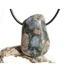 Vulkanit Que Sera Stone (Blue Spot Stone Rhyolith) XL Trommelstein gebohrt - Sonderqualitt - ca. 3,6 cm x 1,5 cm x 1,5 cm