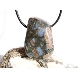 Vulkanit Que Sera Stone (Blue Spot Stone Rhyolith) XL Trommelstein gebohrt - Sonderqualitt - ca. 3,6 cm x 1,5 cm x 1,5 cm