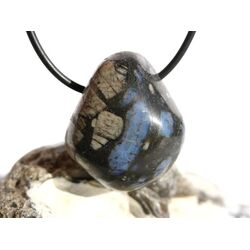 Vulkanit Que Sera Stone (Blue Spot Stone Rhyolith) Trommelstein gebohrt - Sonderqualitt - ca. 3,1 cm x 2,7 cm x 1,7 cm