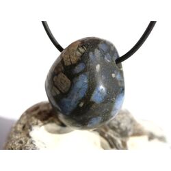 Vulkanit Que Sera Stone (Blue Spot Stone Rhyolith) Trommelstein gebohrt - Sonderqualitt - ca. 3,1 cm x 2,7 cm x 1,7 cm