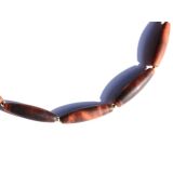 Tigerauge rot (gebr.) Navetten Halskette / Edelsteinkette - ca. 48 cm - vergoldet - AA-Sonderqualität -