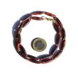 Tigerauge rot (gebr.) Navetten Halskette / Edelsteinkette - ca. 48 cm - vergoldet - AA-Sonderqualität -