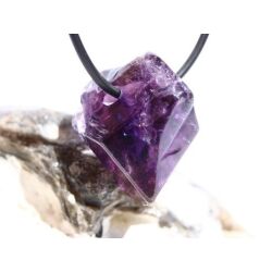 Amethyst dunkel "Morion" Kristallspitze / Rohstein angetrommelt, gebohrt - AA-Sonderqualität - ca. 2,8 cm x 2,2 cm x 2,1 cm