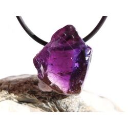 Amethyst dunkel Morion Kristallspitze / Rohstein angetrommelt, gebohrt - AA-Sonderqualitt - ca. 2,9 cm x 2,1 cm x 1,5 cm