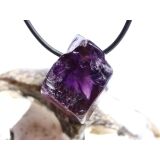 Amethyst dunkel "Morion" Kristallspitze / Rohstein angetrommelt, gebohrt - AA-Sonderqualität - ca. 2,8 cm x 2,2 cm x 2,1 cm