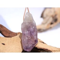 Amethyst hell XXXL Kristall / Rohstein gebohrt mit Lederband - ca. 6,7 cm x 3,1 cm x 2,3 cm (GKS)