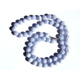 Chalcedon blau gebändert Halskette / Kugelkette - Kugeln 8 mm - 925iger Silber - ca. 60 cm - Sonderqualität -