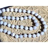 Chalcedon blau gebändert Halskette / Kugelkette - Kugeln 8 mm - 925iger Silber - ca. 60 cm - Sonderqualität -
