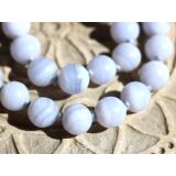 Chalcedon blau gebändert Halskette / Kugelkette - Kugeln 8 mm - 925iger Silber - ca. 60 cm - Sonderqualität -