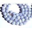 Chalcedon blau gebändert Halskette / Kugelkette - Kugeln 8 mm - 925iger Silber - ca. 60 cm - Sonderqualität -