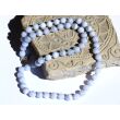 Chalcedon blau gebändert Halskette / Kugelkette - Kugeln 8 mm - 925iger Silber - ca. 60 cm - Sonderqualität -