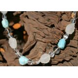 Bergkristall-Aragonit blau-Halskette mit 925iger Silber -...