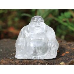 Bergkristall Buddha Figur / Aufsteller - ca. 6 cm x 6,3 cm x 4,5 cm - Sonderpreis wg. Makel -