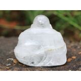 Bergkristall Buddha Figur / Aufsteller - ca. 6 cm x 6,3 cm x 4,5 cm - Sonderpreis wg. Makel -