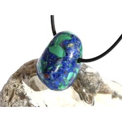 Azurit-Malachit (gepr.) Trommelstein gebohrt - ca. 2,5 cm x 1,8 cm x 1,7 cm