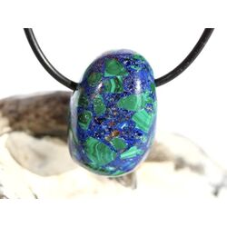 Azurit-Malachit (gepr.) Trommelstein gebohrt - ca. 2,5 cm x 1,8 cm x 1,7 cm