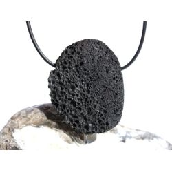 Lava schwarz XXL Scheibenstein gebohrt - ca. 4,4 cm x 3,4 cm x 1 cm