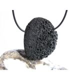 Lava schwarz XXL Scheibenstein gebohrt - ca. 4,4 cm x 3,4 cm x 1 cm