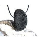 Lava schwarz XXL Scheibenstein gebohrt - ca. 4,4 cm x 3,4 cm x 1 cm