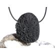 Lava schwarz XXL Scheibenstein gebohrt - ca. 4,4 cm x 3,4 cm x 1 cm