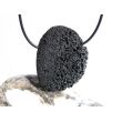 Lava schwarz XXL Scheibenstein gebohrt - ca. 4,4 cm x 3,4 cm x 1 cm