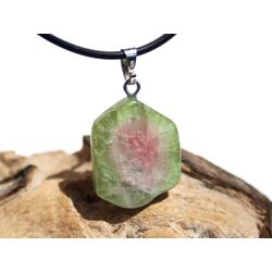 Wassermelonenturmalin Kristallquerschnitt / Trommelstein Anhnger Silberse Schmuckdose - Raritt - ca. 2,9 cm x 1,5 cm x 0,9 cm