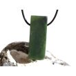 Nephrit-Jade XXL Schmuckstein / Scheibenstein gebohrt matt - Sonderqualität - Handarbeit - ca. 4,9 cm x 1,8 cm x 1 cm