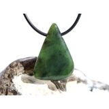 Nephrit-Jade Schmuckstein / Scheibenstein gebohrt - Sonderqualität - Handarbeit - ca. 3,3 cm x 2,5 cm x 0,6 cm