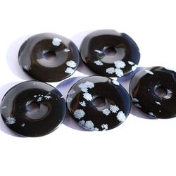 Schneeflockenobsidian Donut Edelstein 40 mm (6 mm stark)