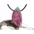 Rubin-Zoisit (Anyolith) XL Schmuckstein / Scheibenstein mit Rohsteinform gebohrt - AA-Sonderqualität - Handarbeit - ca. 3,6 cm x 1,9 cm x 1 cm