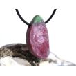 Rubin-Zoisit (Anyolith) XL Schmuckstein / Scheibenstein mit Rohsteinform gebohrt - AA-Sonderqualität - Handarbeit - ca. 3,6 cm x 1,9 cm x 1 cm