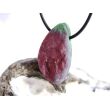 Rubin-Zoisit (Anyolith) XL Schmuckstein / Scheibenstein mit Rohsteinform gebohrt - AA-Sonderqualität - Handarbeit - ca. 3,6 cm x 1,9 cm x 1 cm